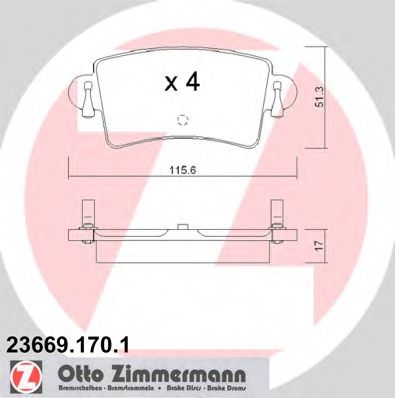 Тормозные колодки Otto Zimmermann 23669.170.1