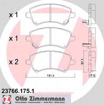 Тормозные колодки Otto Zimmermann 23766.175.1