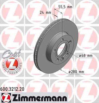 Тормозной диск Otto Zimmermann 600.3212.20
