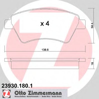 Тормозные колодки Otto Zimmermann 23930.180.1