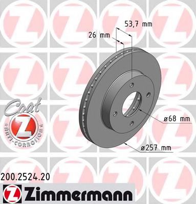 Тормозной диск Otto Zimmermann 200.2524.20