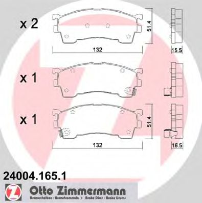 Тормозные колодки Otto Zimmermann 24004.165.1