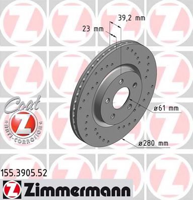 Тормозной диск Otto Zimmermann 155.3905.52