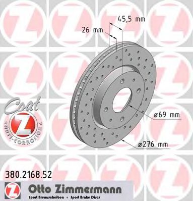 Тормозной диск Otto Zimmermann 380.2168.52