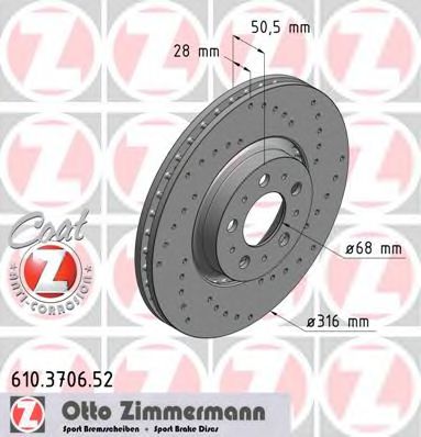Тормозной диск Otto Zimmermann 610.3706.52