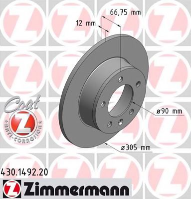 Тормозной диск Otto Zimmermann 430.1492.20