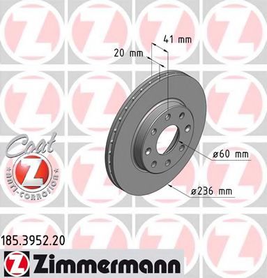 Тормозной диск Otto Zimmermann 185.3952.20