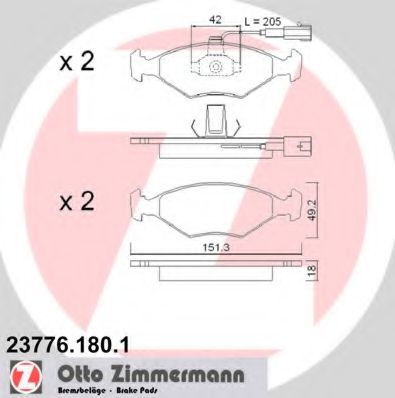 Тормозные колодки Otto Zimmermann 23776.180.1