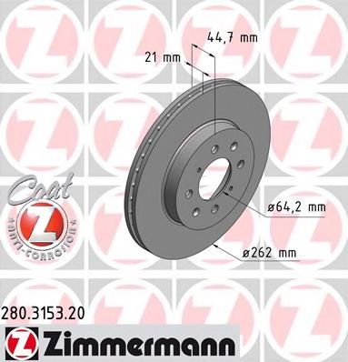 Тормозной диск Otto Zimmermann 280.3153.20