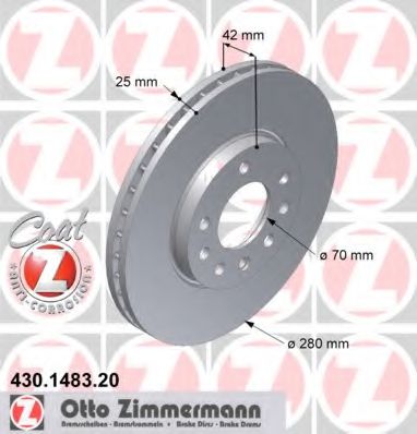 Тормозной диск Otto Zimmermann 430.1483.20