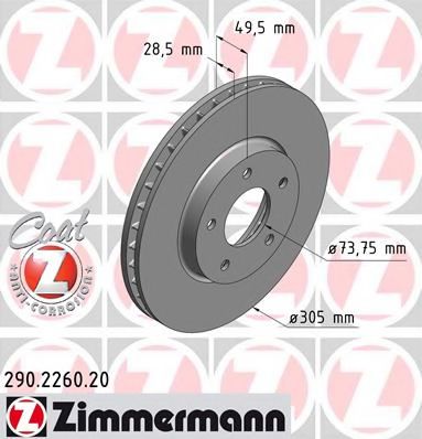 Тормозной диск Otto Zimmermann 290.2260.20