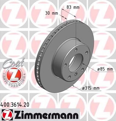 Тормозной диск Otto Zimmermann 400.3614.20
