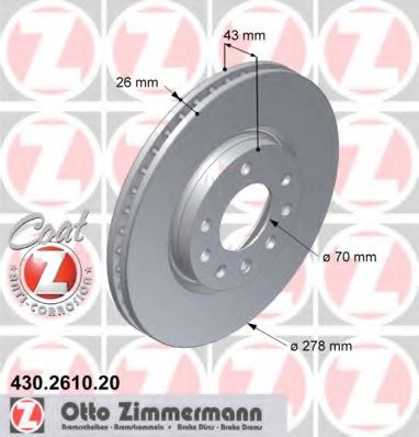 Тормозной диск Otto Zimmermann 430.2610.20