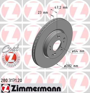 Тормозной диск Otto Zimmermann 280.3171.20