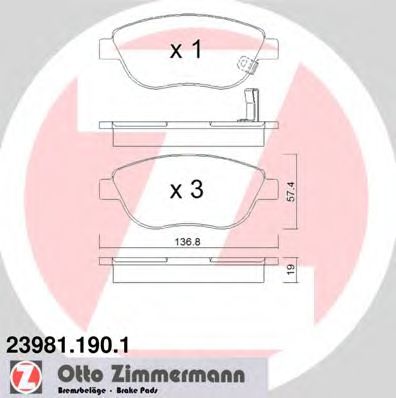 Тормозные колодки Otto Zimmermann 23981.190.1