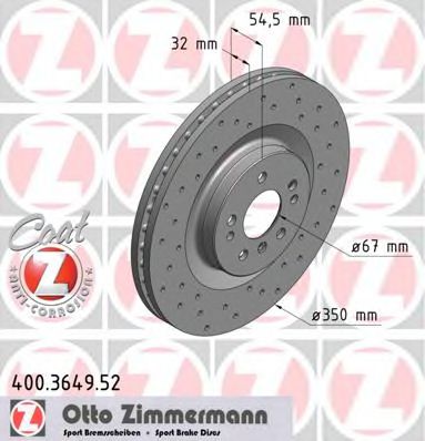 Тормозной диск Otto Zimmermann 400.3649.52