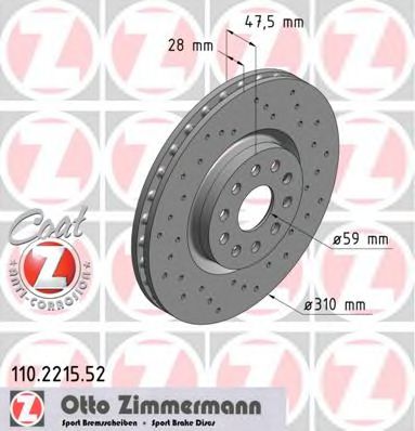 Тормозной диск Otto Zimmermann 110.2215.52
