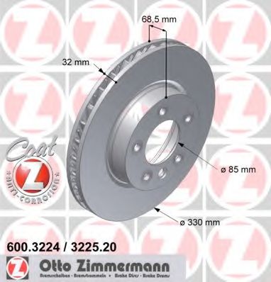 Тормозной диск Otto Zimmermann 600.3225.20