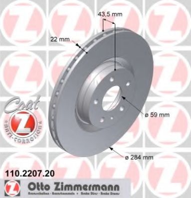 Тормозной диск Otto Zimmermann 110.2207.20