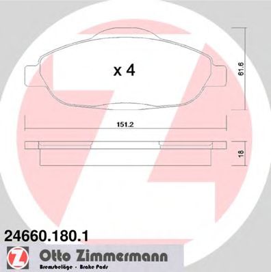 Тормозные колодки Otto Zimmermann 24660.180.1