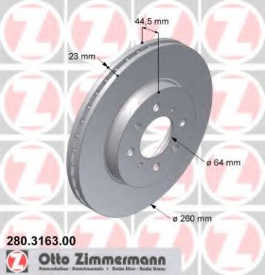 Тормозной диск Otto Zimmermann 280.3163.00
