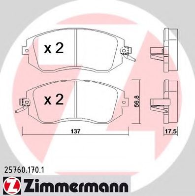 Тормозные колодки Otto Zimmermann 25760.170.1