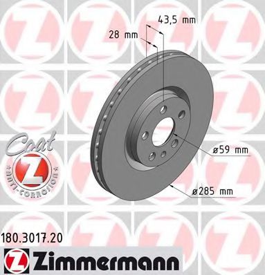 Тормозной диск Otto Zimmermann 180.3017.20