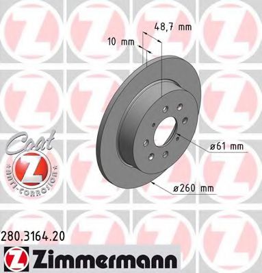 Тормозной диск Otto Zimmermann 280.3164.20