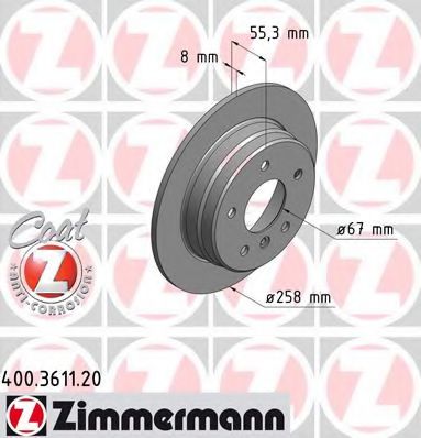Тормозной диск Otto Zimmermann 400.3611.20