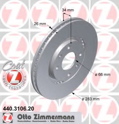 Тормозной диск Otto Zimmermann 440.3106.20