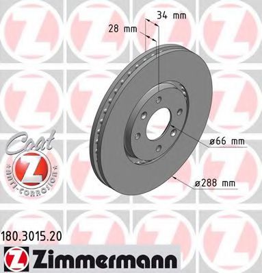 Тормозной диск Otto Zimmermann 180.3015.20