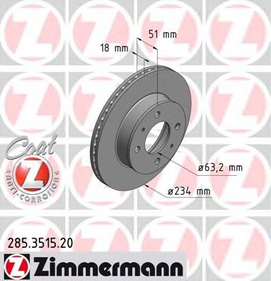 Тормозной диск Otto Zimmermann 285.3515.20