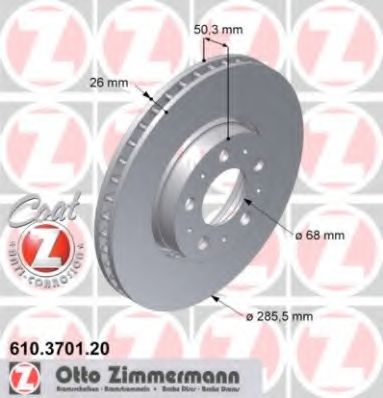 Тормозной диск Otto Zimmermann 610.3701.20