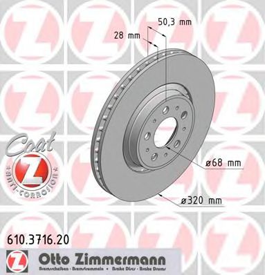 Тормозной диск Otto Zimmermann 610.3716.20