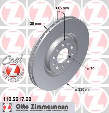 Тормозной диск Otto Zimmermann 110.2217.20