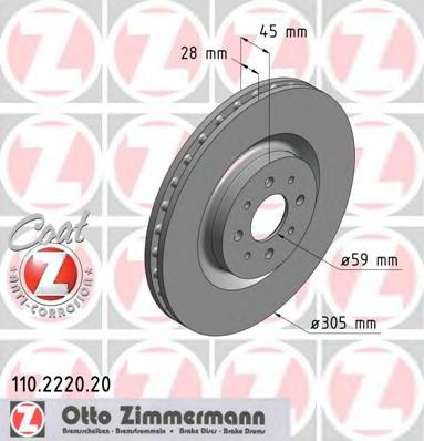 Тормозной диск Otto Zimmermann 110.2220.20