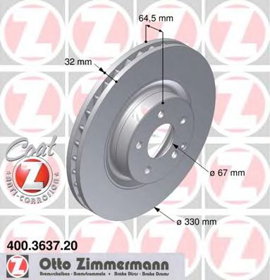 Тормозной диск Otto Zimmermann 400.3637.20