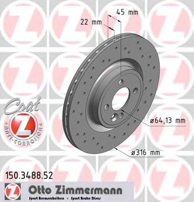 Тормозной диск Otto Zimmermann 150.3488.52