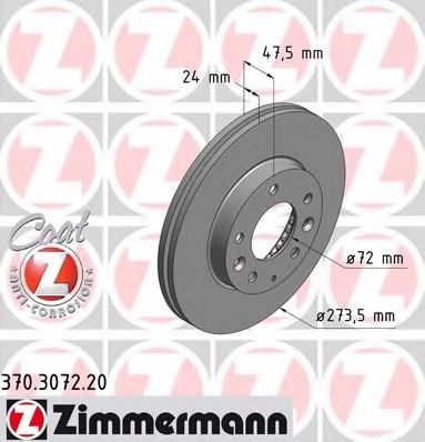 Тормозной диск Otto Zimmermann 370.3072.20