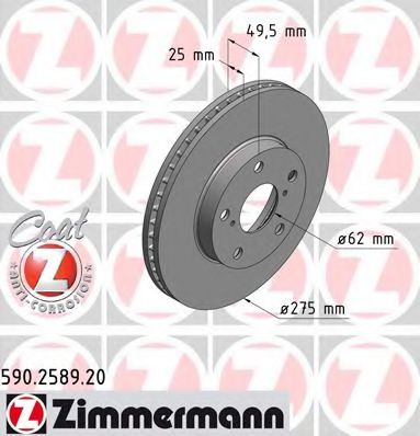 Тормозной диск Otto Zimmermann 590.2589.20