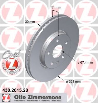 Тормозной диск Otto Zimmermann 430.2615.20