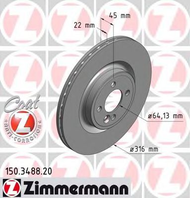 Тормозной диск Otto Zimmermann 150.3488.20