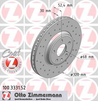 Тормозной диск Otto Zimmermann 100.3331.52