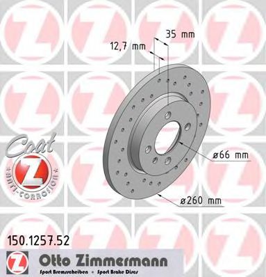Тормозной диск Otto Zimmermann 150.1257.52