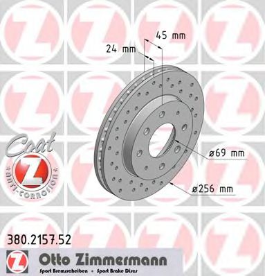 Тормозной диск Otto Zimmermann 380.2157.52