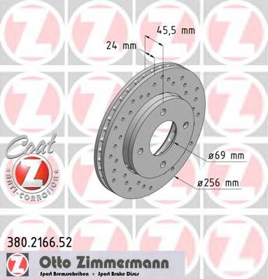 Тормозной диск Otto Zimmermann 380.2166.52