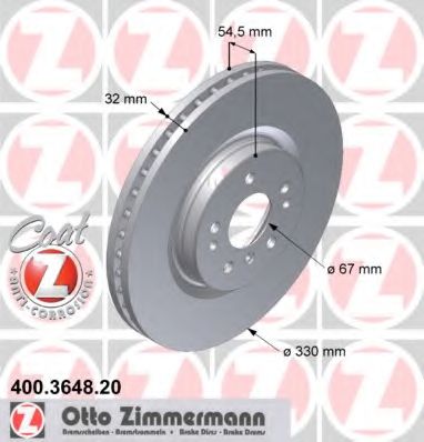 Тормозной диск Otto Zimmermann 400.3648.20