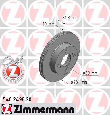 Тормозной диск Otto Zimmermann 540.2498.20