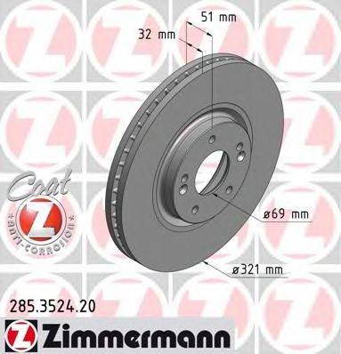 Тормозной диск Otto Zimmermann 285.3524.20