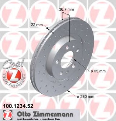 Тормозной диск Otto Zimmermann 100.1234.52
